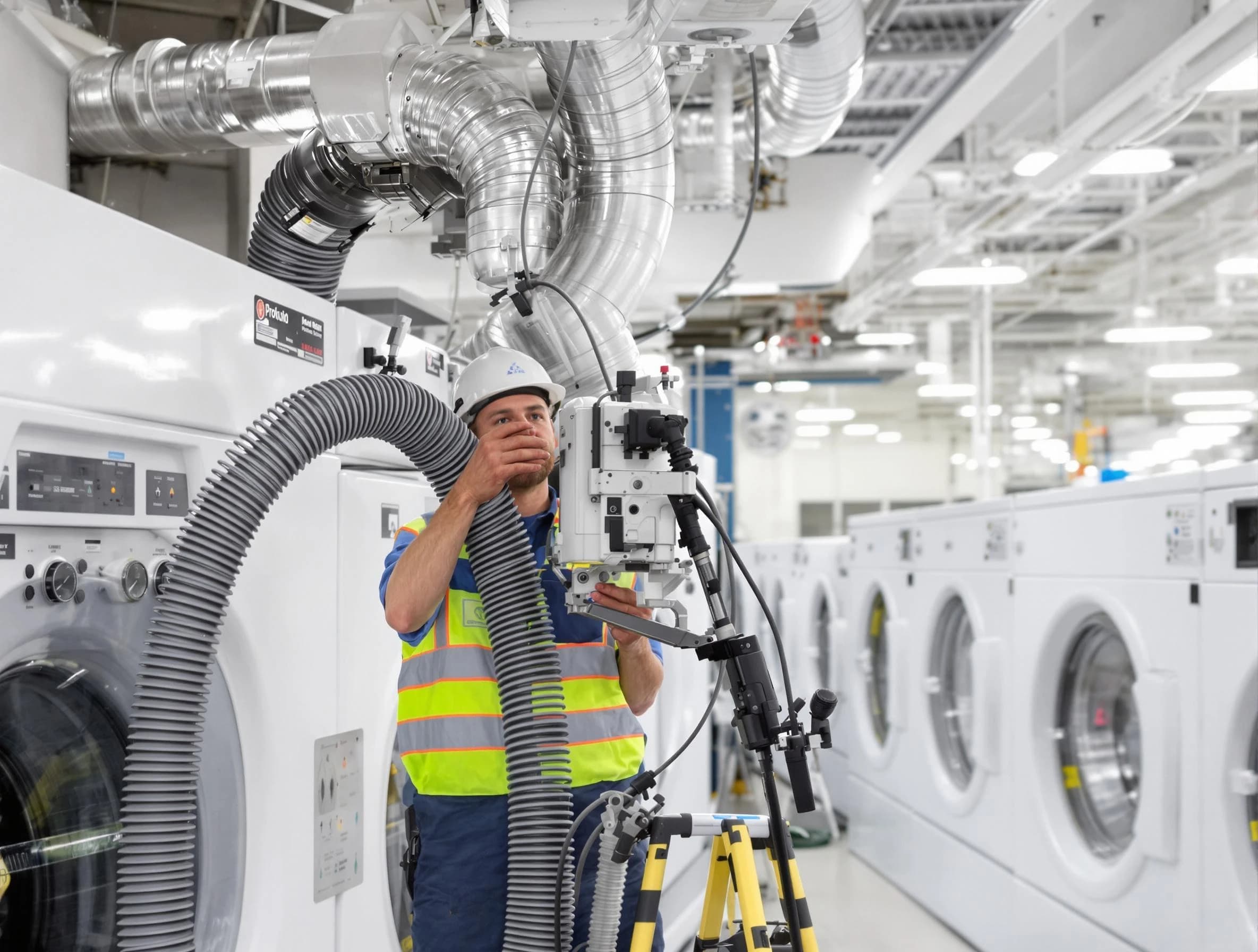 Helena Dryer Vent Cleaning team performing commercial-grade dryer vent cleaning at a business facility in Helena