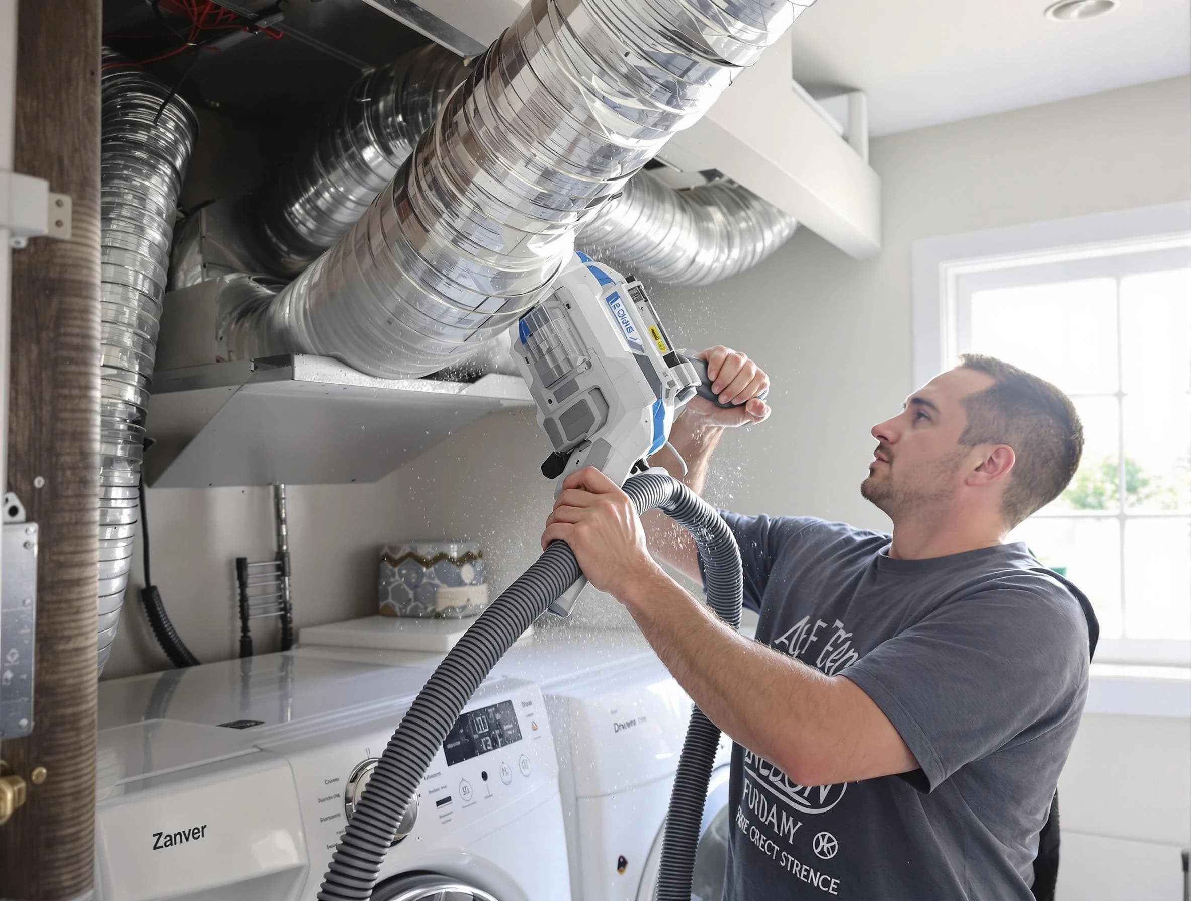Helena Dryer Vent Cleaning specialist cleaning deep within a dryer vent duct system in Helena